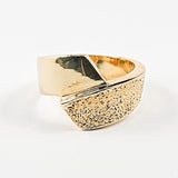 Elegant Crossover Mix Textured Gold Tone Silver Ring