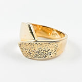 Elegant Crossover Mix Textured Gold Tone Silver Ring