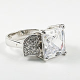 Beautiful Square Solitaire Style CZ Silver Ring