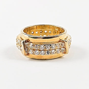 Elegant Multi Row CZ Eternity Gold Tone Silver Ring