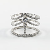 Unique Open Multi Row Thin Micro CZ Silver Ring