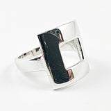 Beautiful Shiny Metallic Rectangle Layered Center Silver Ring