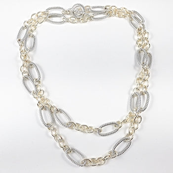 Elegant multi style chain link two tone brass necklace