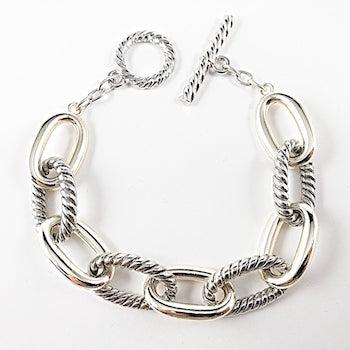 Thick chain link toggle brass bracelet