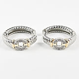 Beautiful textured circle cz hoop brass earrings