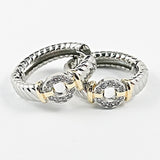 Beautiful textured circle cz hoop brass earrings