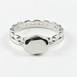 Shiny hammered style dainty silver ring