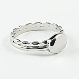 Shiny hammered style dainty silver ring