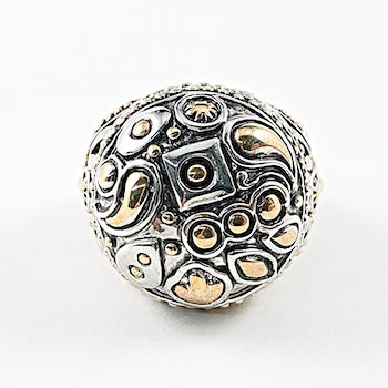 Unique Two Tone Vintage Textured Round Brass Ring