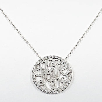 Elegant Round Love Lettering Silver Necklace