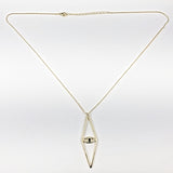 Elegant Eye Design Diamond Shape Gold Tone Silver Necklace