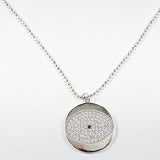 Beautiful Round Disc CZ Silver Necklace