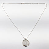 Beautiful Round Disc CZ Silver Necklace