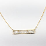 Elegant Baguette CZ Bar Design Gold Tone Silve Necklace