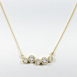 Elegant Multi Bezel Round CZ Gold Tone Silver Necklace