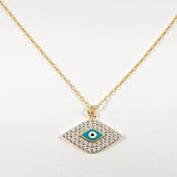 Elegant Triangle Micro CZ Eye Design Gold Tone Silver Necklace