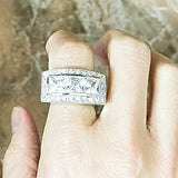 Elegant Rectangle Multi Fine CZ Center Design Silver Ring