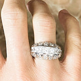 Beautiful Multi Row Unique Micro CZ Silver Ring