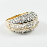 Beautiful Multi Row Unique Micro CZ Yellow Gold Tone Silver Ring