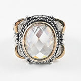 Beautiful Center Oval CZ Vintage Style Silver Ring