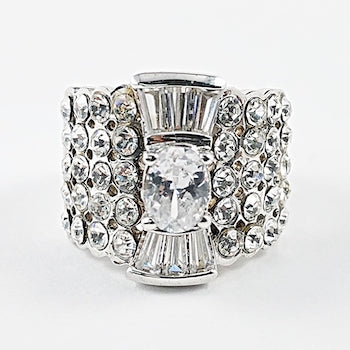 Beautiful Multi Row Unique Mix CZ Setting Silver Ring