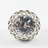 Beautiful Round Center CZ  Silver Ring