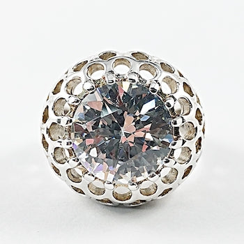 Beautiful Round Center CZ  Silver Ring