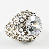 Beautiful Round Center CZ  Silver Ring