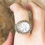 Beautiful Round Center CZ  Silver Ring