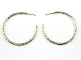 Modern Large Round Shape Hammered Design Style Brass Hoop Earrings