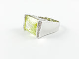 Classic Elegant Rectangular Peridot Brass Ring