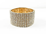 Fancy Elegant Wide Multi Row Gold Tone Fashion Bracelet