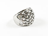 Modern Cage Textured Design Band Steel Ring