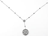 Beautiful Long Layered Mix Shape CZ Elegant Style Silver Necklace